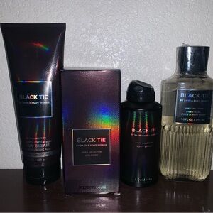 Bath & Body Works Black Tie Men's 4pc Set 1 cologne 1 wash 1 spray 1 cream